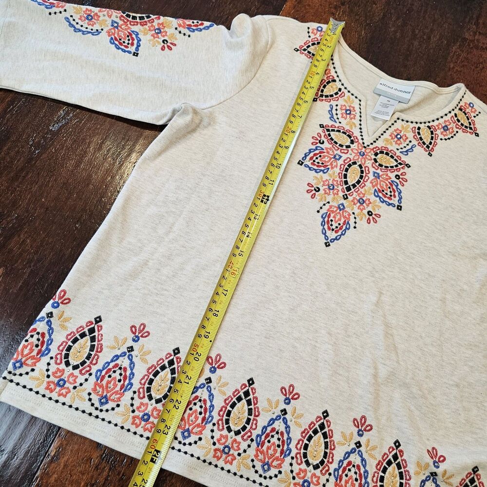ALFRED DUNNER petite m embroidered knit top nwt boho harvest moon lagenlook - Picture 5 of 11